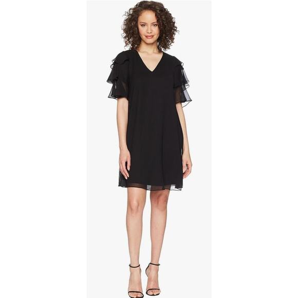 Calvin Klein Tiered Sleeved V-Neck Chiffon Shift Dress 20W - Picture 1 of 7
